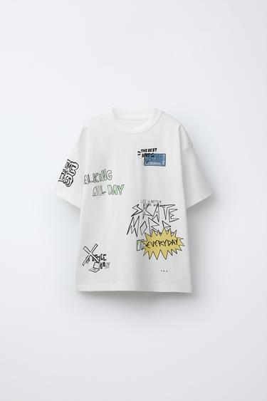 SKATE PRINT T-SHIRT - White by Zara