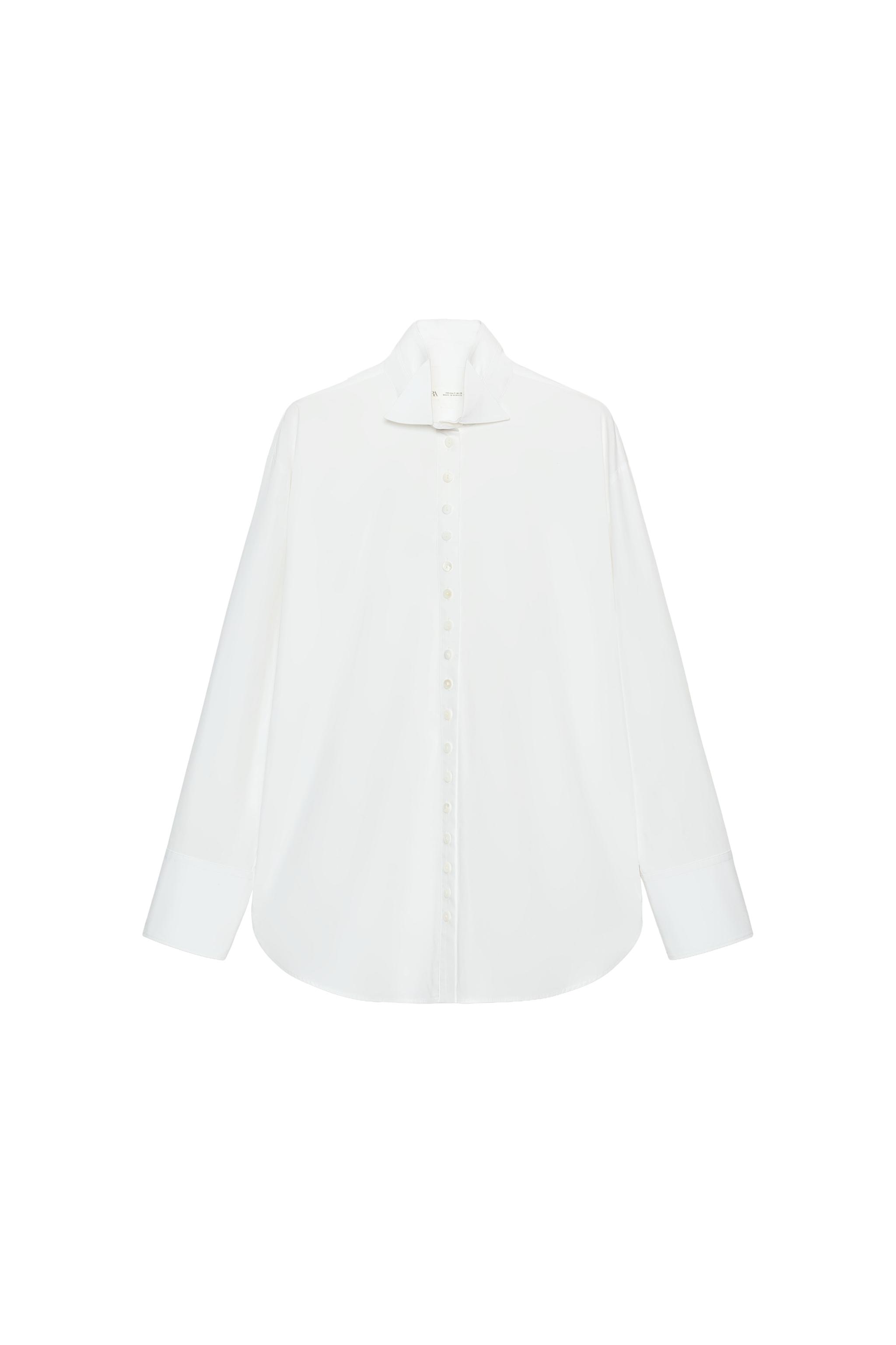 ボタン付きポプリンシャツ ZW COLLECTION - ホワイト | ZARA Japan / 日本