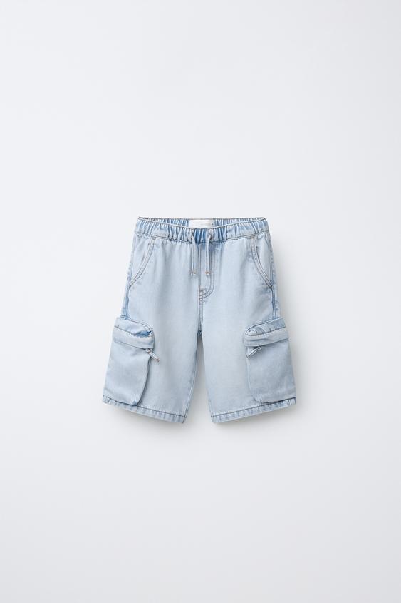 URBAN DENIM CARGO BERMUDA SHORTS - Blue by Zara - Image 0