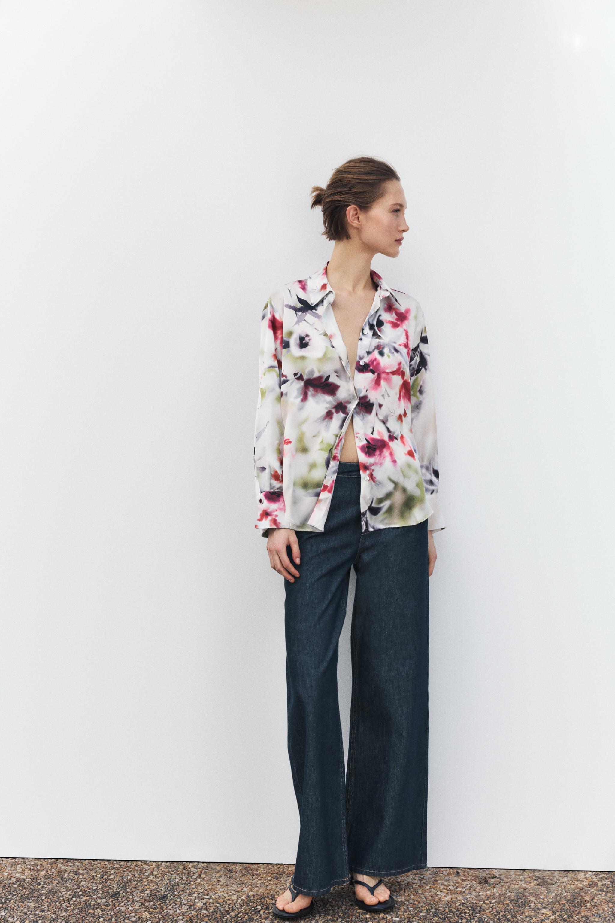 FLORAL PRINT SATIN SHIRT