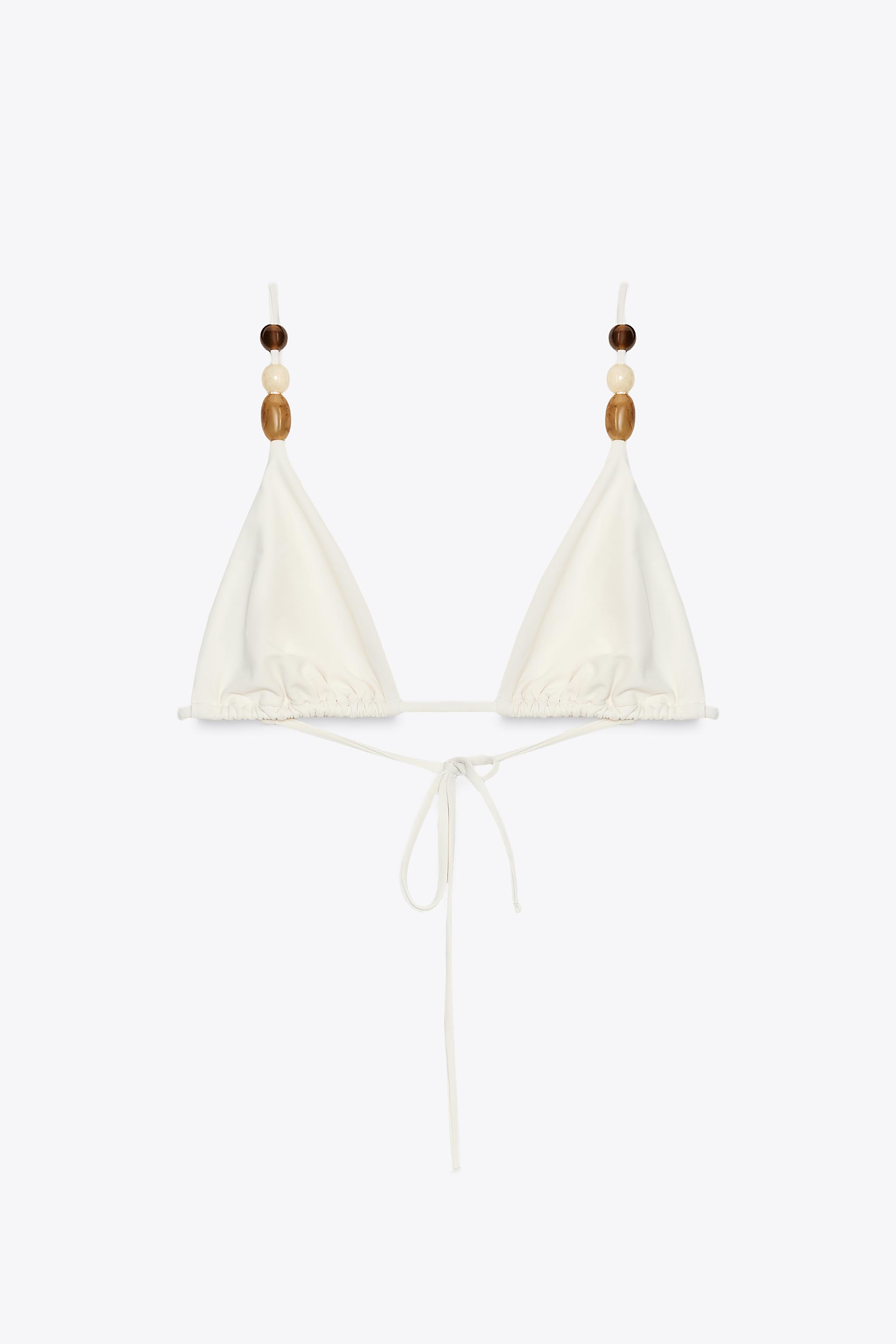 ZARA ピース付きトライアングルビキニトップ 0167/205 PIECED TRIANGLE BIKINI TOP - Ecru | ZARA United States