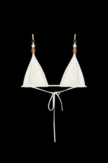 Zara PIECED TRIANGLE BIKINI TOP - Ecru - Image 0