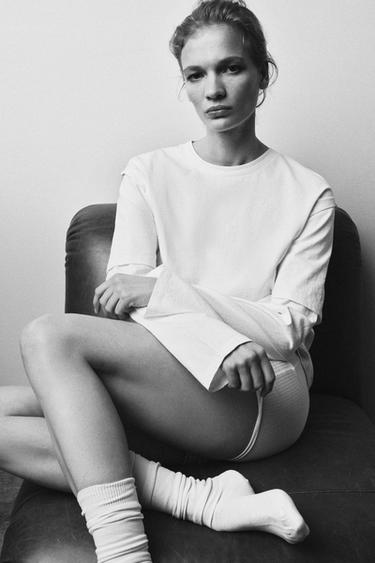 Zara 雙層長袖 T 恤 - 白色