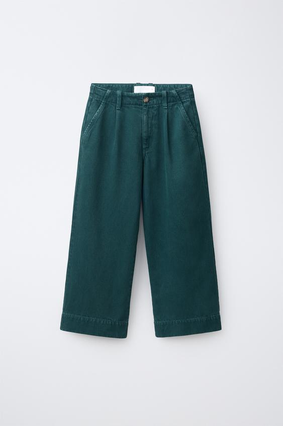 Zara 打褶直筒長褲 - 鴨藍色 - 圖片 0