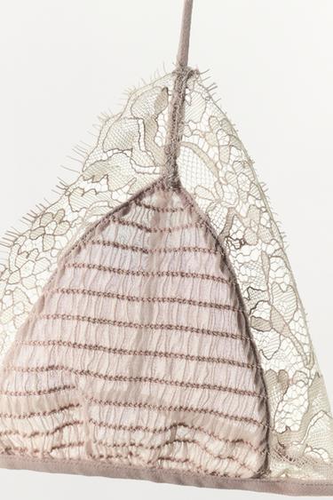 BRALETTE TRIANGLE EN DENTELLE TEXTURÉE - Gris / Beige de Zara - Image 7