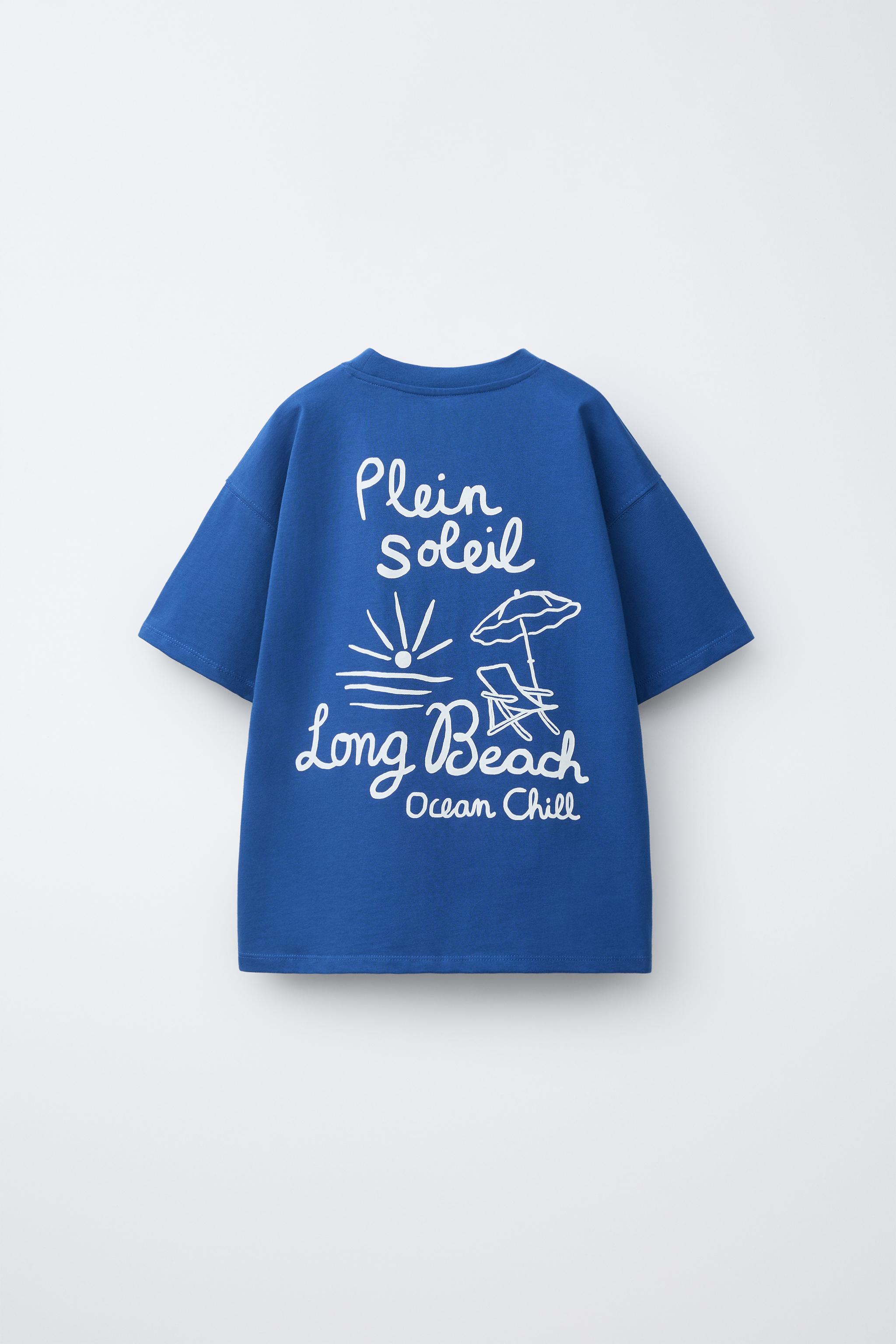 BEACH UMBRELLA PRINT T-SHIRT - Blue | ZARA United States