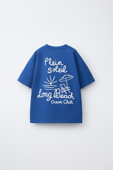 T-SHIRT IMPRIMÉ PARASOL DE PLAGE - Bleu de Zara - Image 1