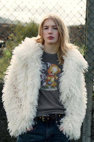 FAUX FUR JACKET - Ecru by Zara - Image 0
