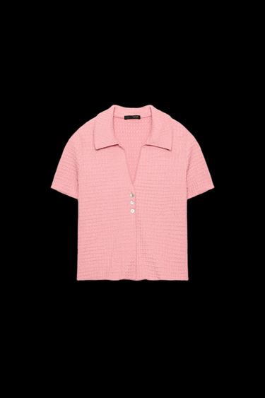 TEXTURED CROPPED JACKET - Pale pink by Zara