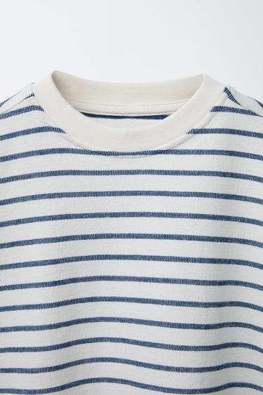 STRUCTURED STRIPED T-SHIRT - Navy / White by Zara - Image 2