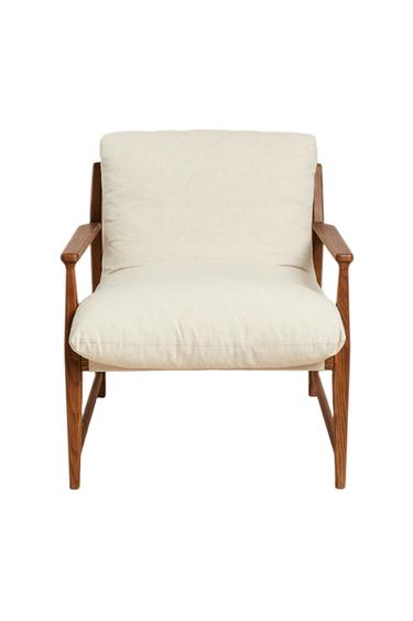 FAUTEUIL EN BOIS ET COUSSIN DÉHOUSSABLE - Beige clair de Zara