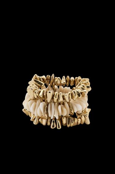 Zara PACK OF PIECED BRACELETS - Golden - Image 0