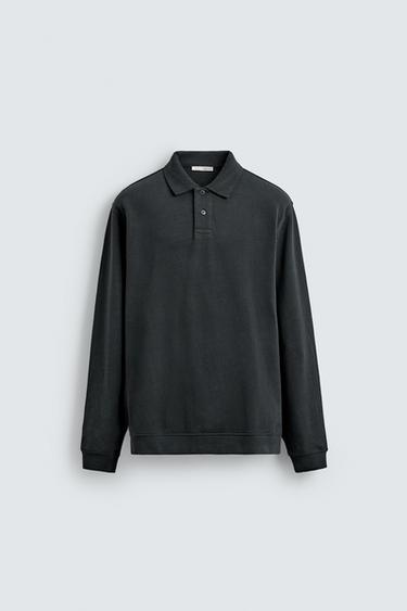 BASIC TEXTURED POLO SHIRT - Green / Blue by Zara
