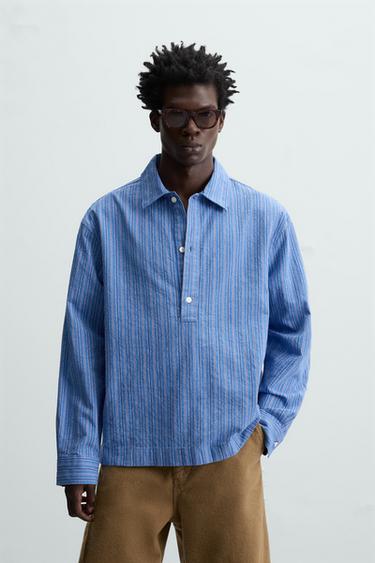 CAMISA POLO LISTRADA - Azul da Zara