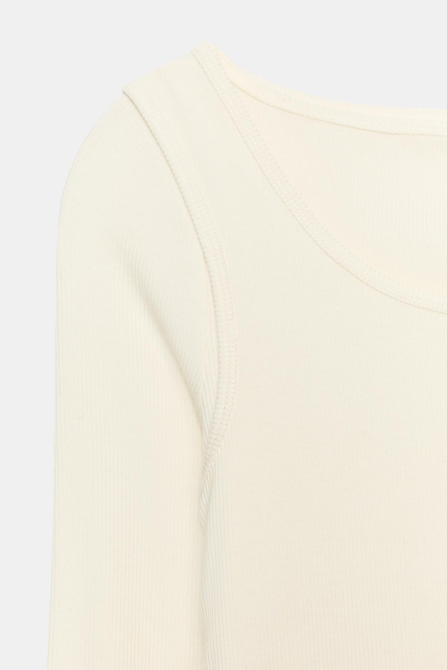 Женская футболка Zara Layered Effect, цвет: Сливочный — фото 8