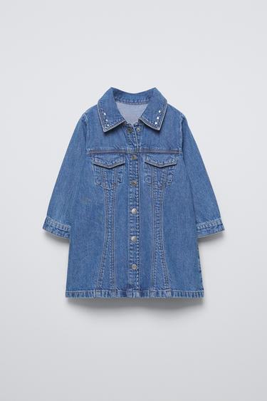 VESTIDO DENIM COM CORAÇÕES - Azul-médio da Zara