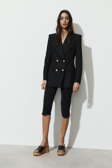 DOUBLE-BREASTED LINEN BLEND BLAZER - Black by Zara - Image 0