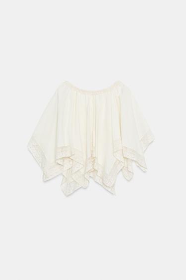 LACE CAPE TOP - Ecru by Zara - Image 4