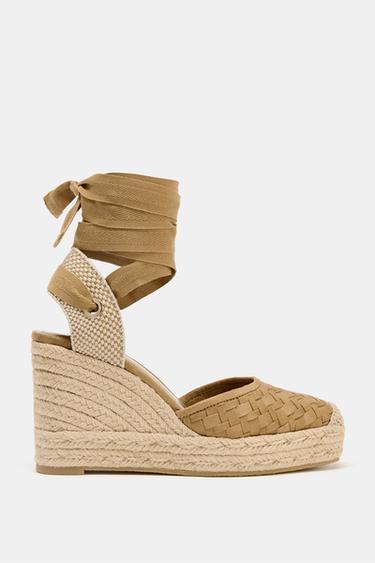 BRAIDED BODY WEDGE HEELS - Sand Brown by Zara