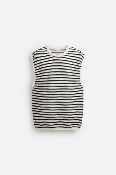 Zaras STICKAD RANDIG TANKTOPP - Ränder