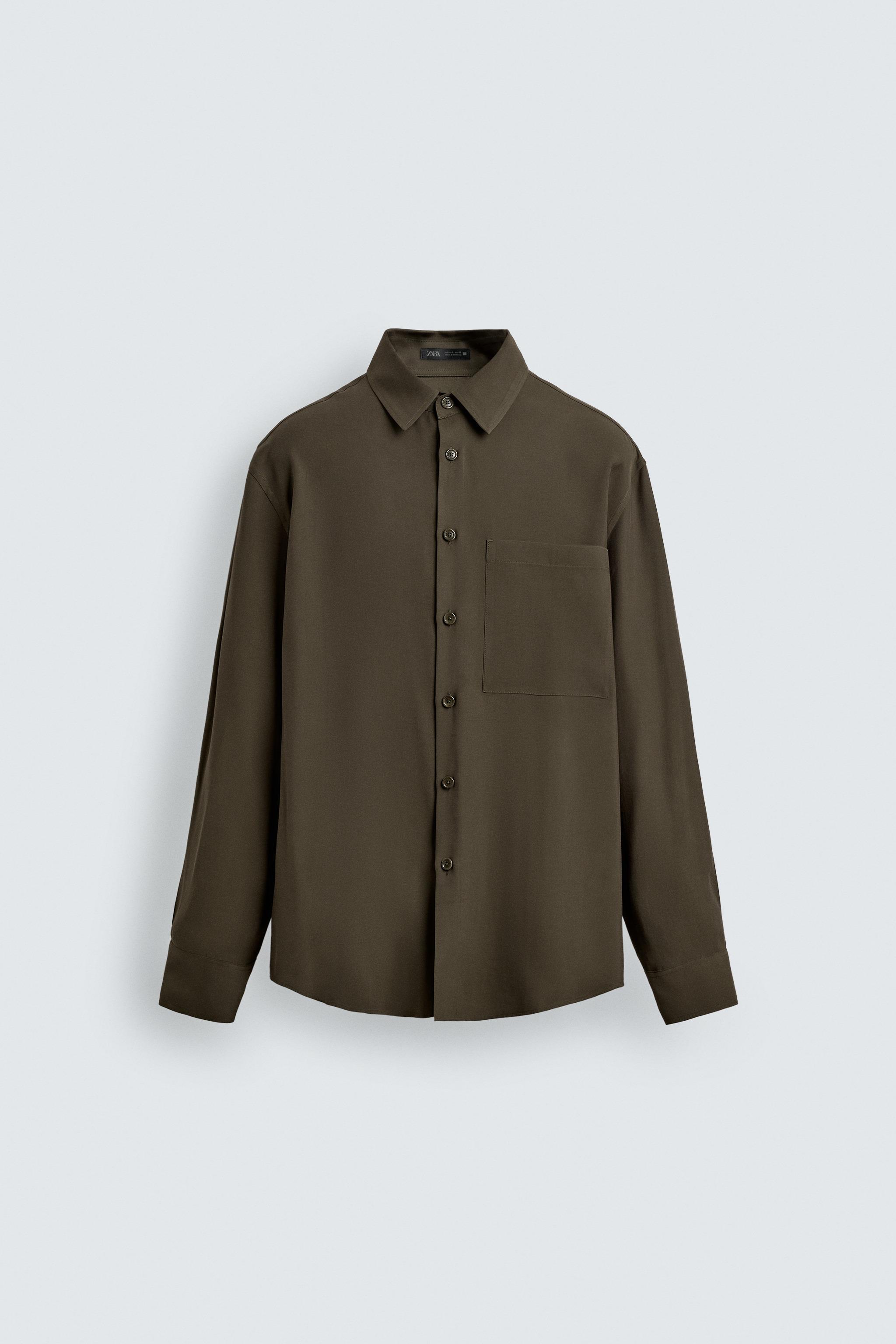 FLUID SHIRT WITH POCKET — Khaki