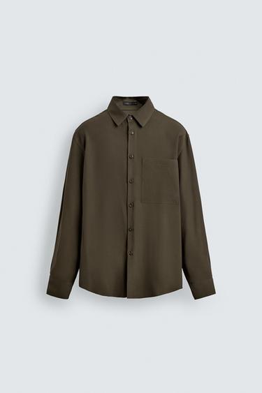FLUID SHIRT WITH POCKET - Khaki by Zara