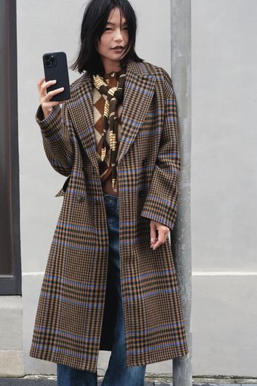 Zara 格紋加大版大衣 - 多色