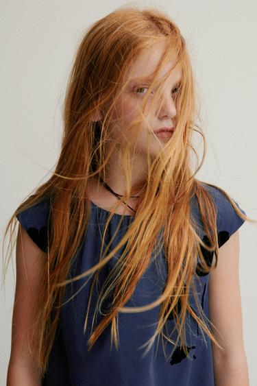 FLORAL FLOCK DRESS - Blue by Zara