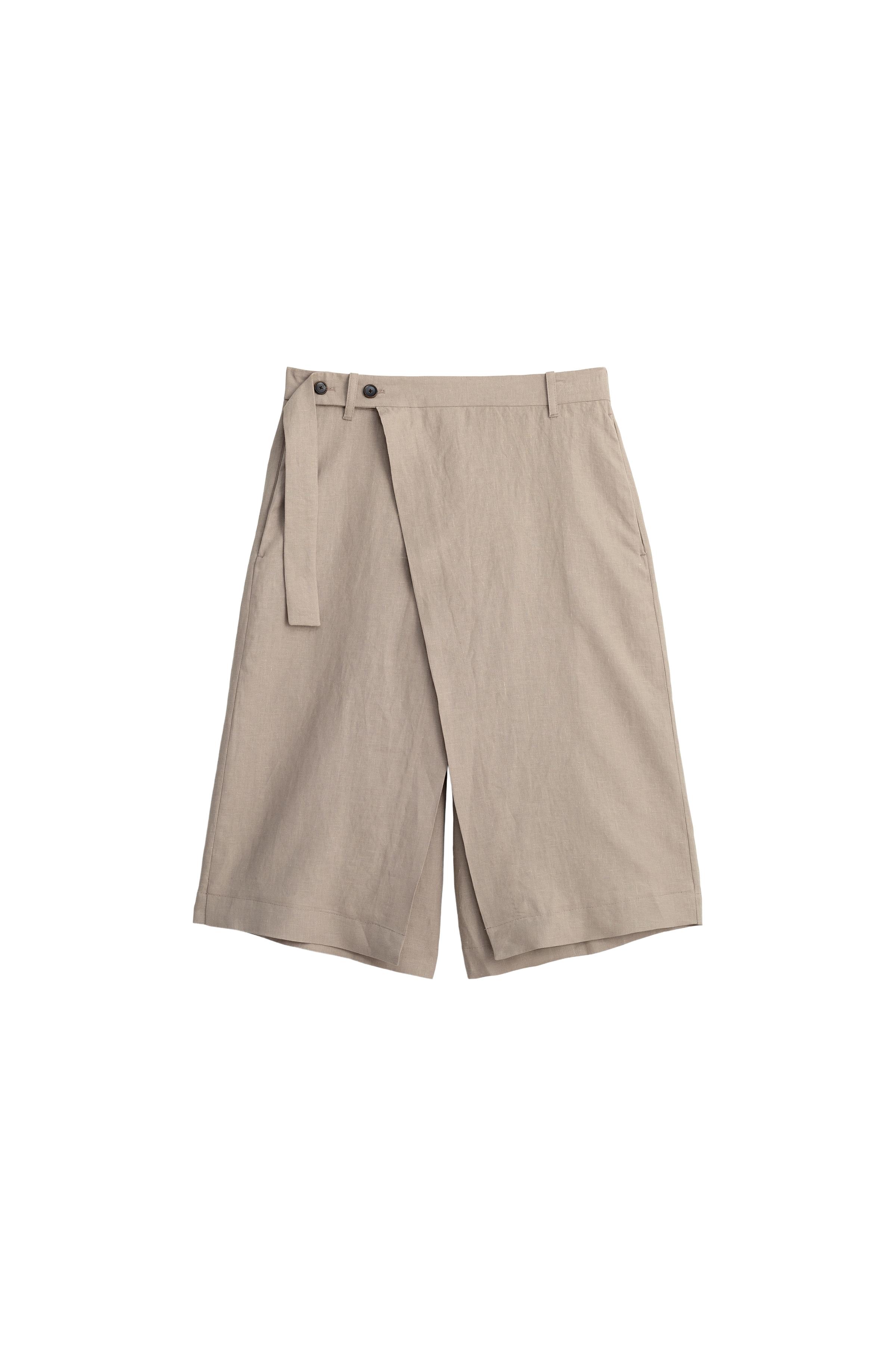 100% LINEN WIDE FIT WRAP SHORTS - Beige | ZARA United States