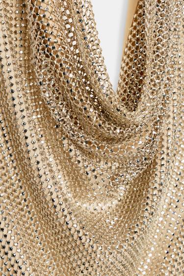 SPARKLY HALTERNECK DRESS - Golden by Zara - Image 7
