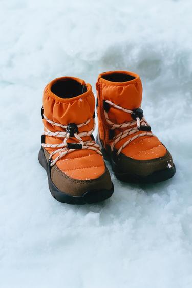 QUILTED WATER-REPELLENT SNOW BOOTS - Orange by Zara