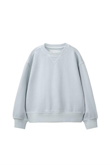 Zara GARMENT-DYED PLAIN SWEATSHIRT - Light blue