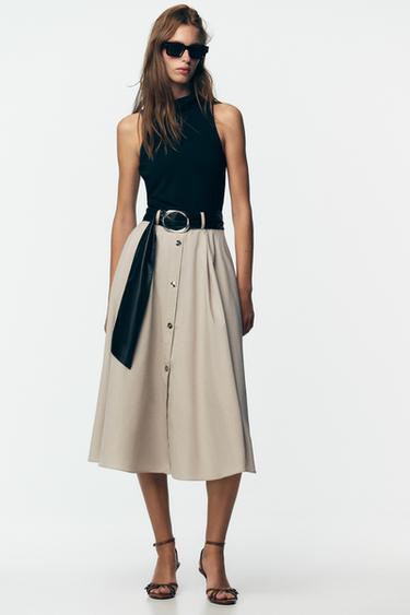 BELTED COMBINATION DRESS - Ecru / Black by Zara - Image 0