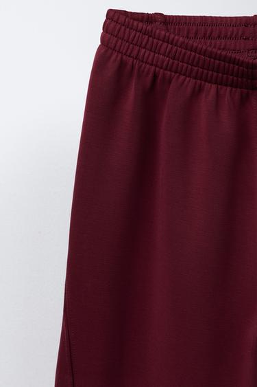 PLAIN WIDE-LEG TROUSERS - Burgundy by Zara - Image 2
