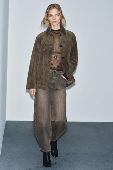 ZW COLLECTION MID-WAIST BARREL JEANS - Brown by Zara