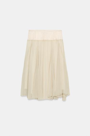 JUPE MI-LONGUE BIMATIÈRE - Sable clair de Zara - Image 4