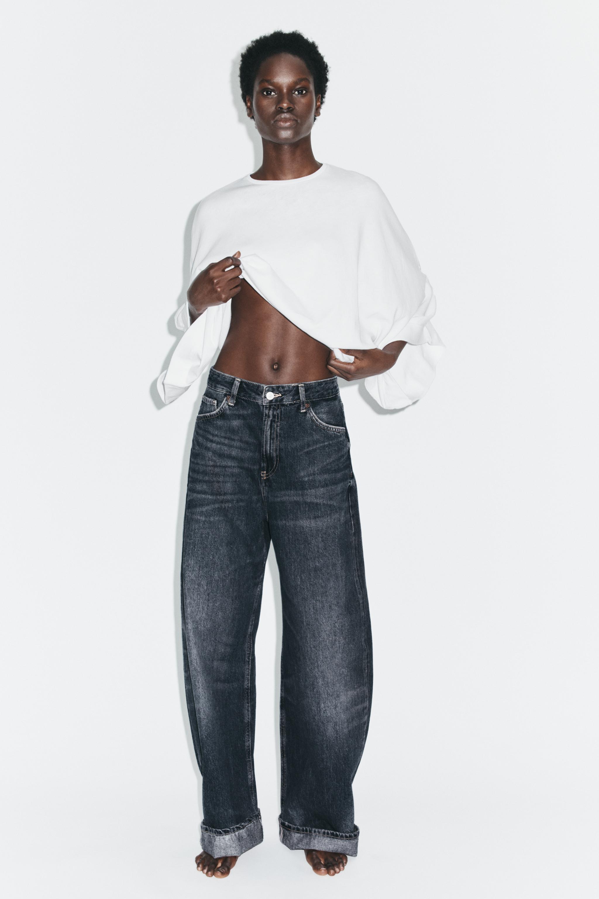 TRF BAGGY FOLDED MID-RISE JEANS