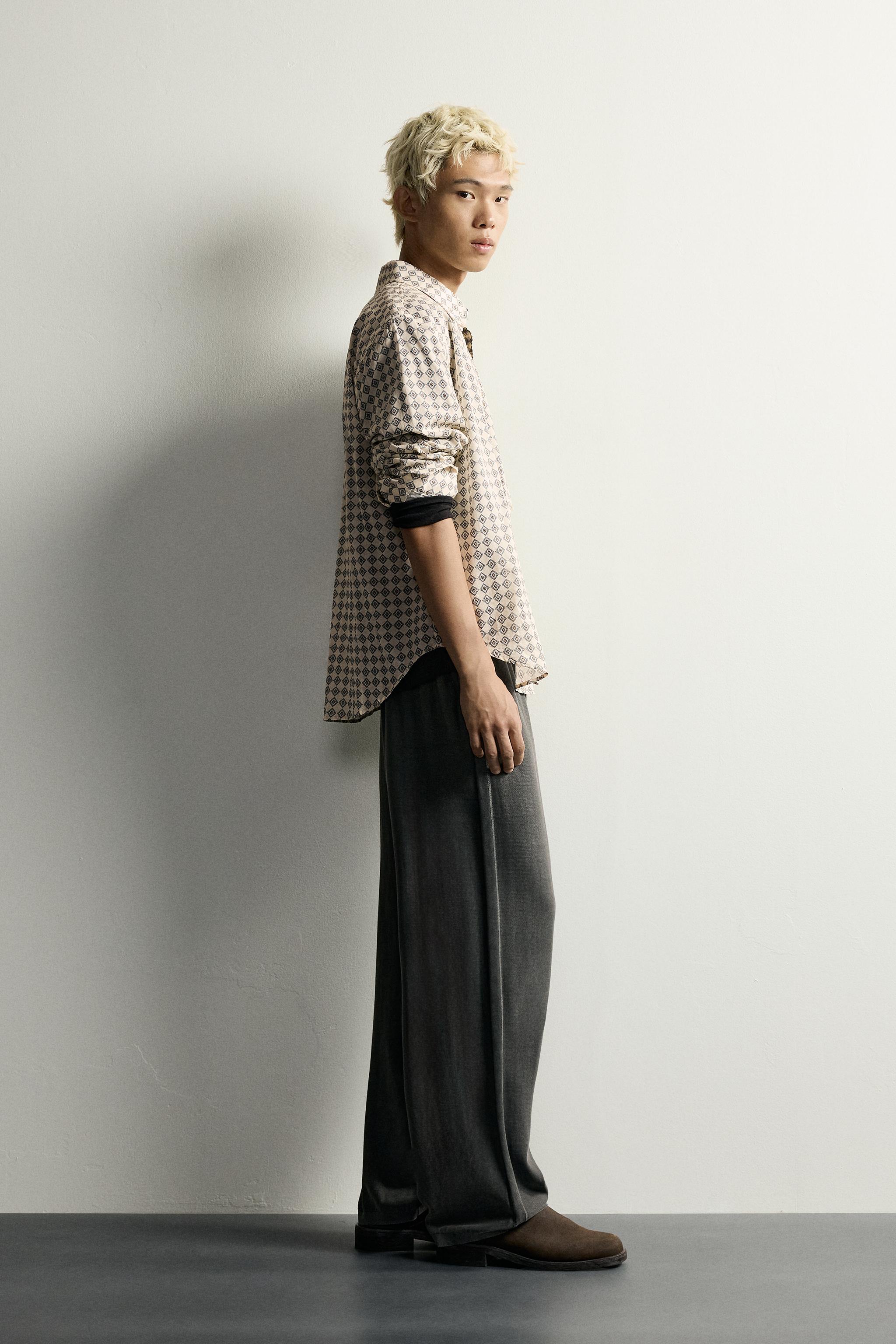 Мужские брюки Zara COTTON KNIT RELAXED FIT PANTS — фото 4