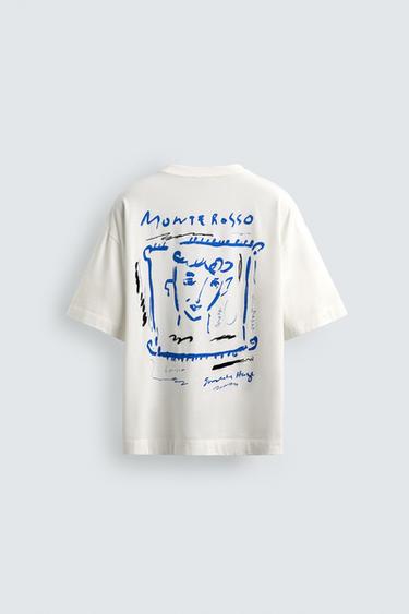 T-SHIRT À IMPRIMÉS EN CONTRASTE - Blanc de Zara - Image 7