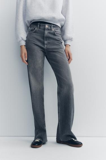 TRF WIDE-LEG HIGH-WAIST JEANS - Grey by Zara