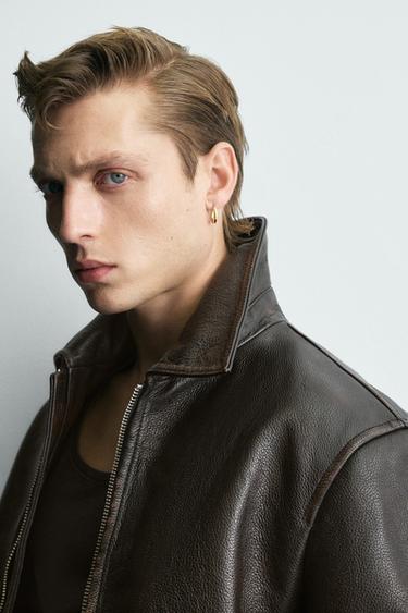 BLOUSON EN CUIR EFFET DÉLAVÉ VINTAGE - Noir de Zara - Image 6