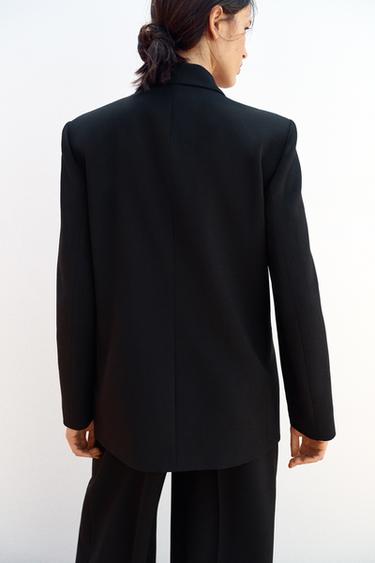 DOUBLE-BREASTED BLAZER WITH SHOULDER PADS - Black by Zara - Image 4