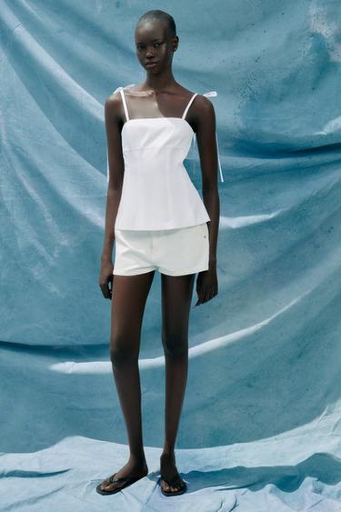 TOP ENTALLADO LAZOS - Blanco de Zara - Imagen 0