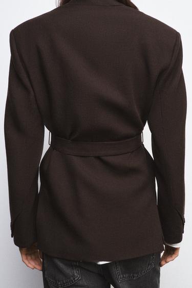 ZW COLLECTION LIMITED EDITION 100% WOOL BELTED BLAZER - Khaki by Zara - Image 2