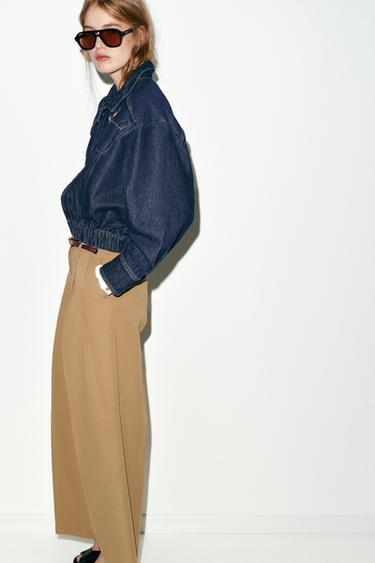 PANTALON À PINCES ET CEINTURE - Marron clair de Zara - Image 4
