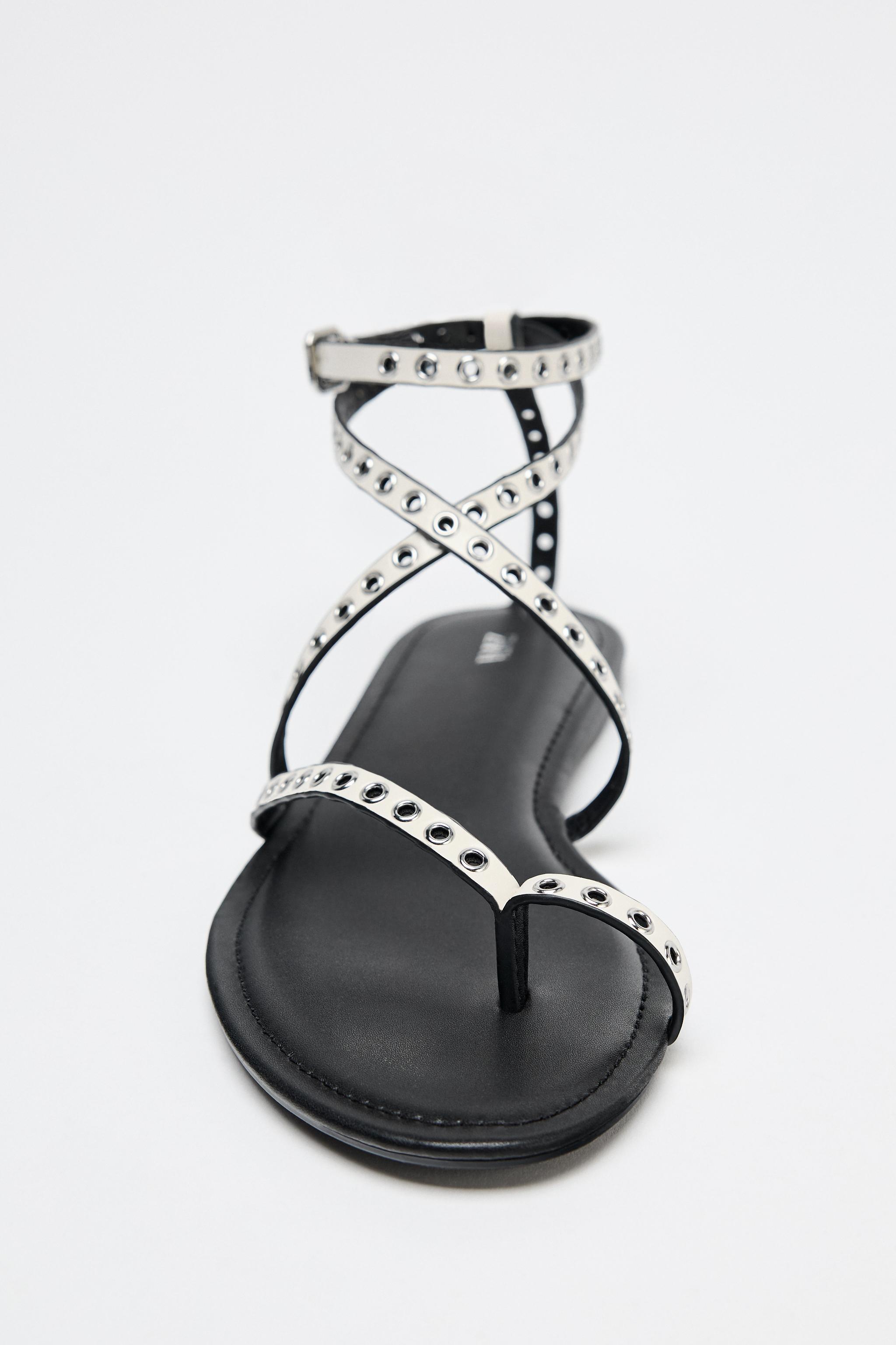 STUDDED FLAT SANDALS - White | ZARA United States