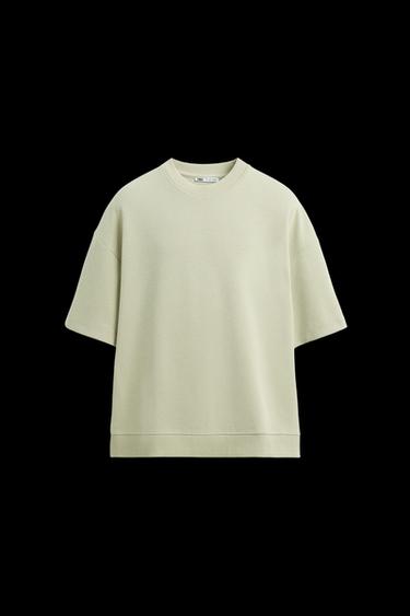 Zara INTERLOCK TEXTURED SWEATSHIRT - Light green