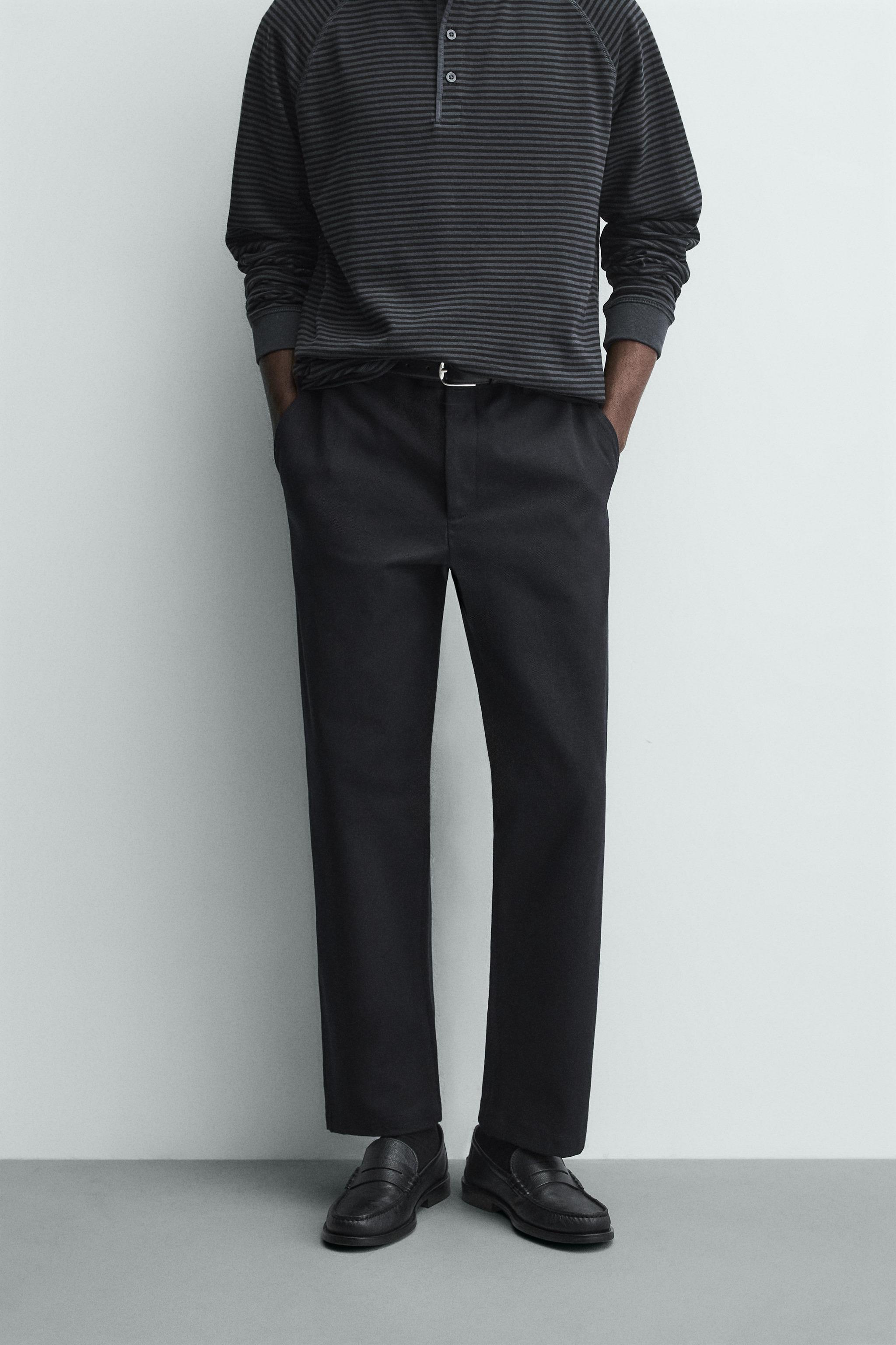 ストレートフィット テクスチャーパンツ - ネイビーブルー | ZARA