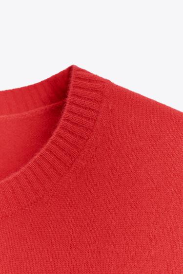 100% CASHMERE SHORT SLEEVE SWEATER - Red by Zara - Image 7