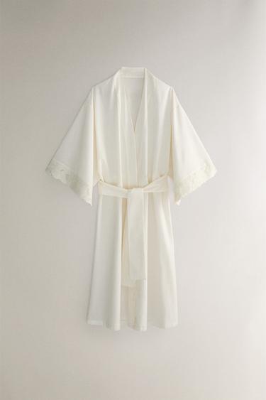 ROBE DE CHAMBRE COTON BRODERIES - Écru de Zara - Image 0